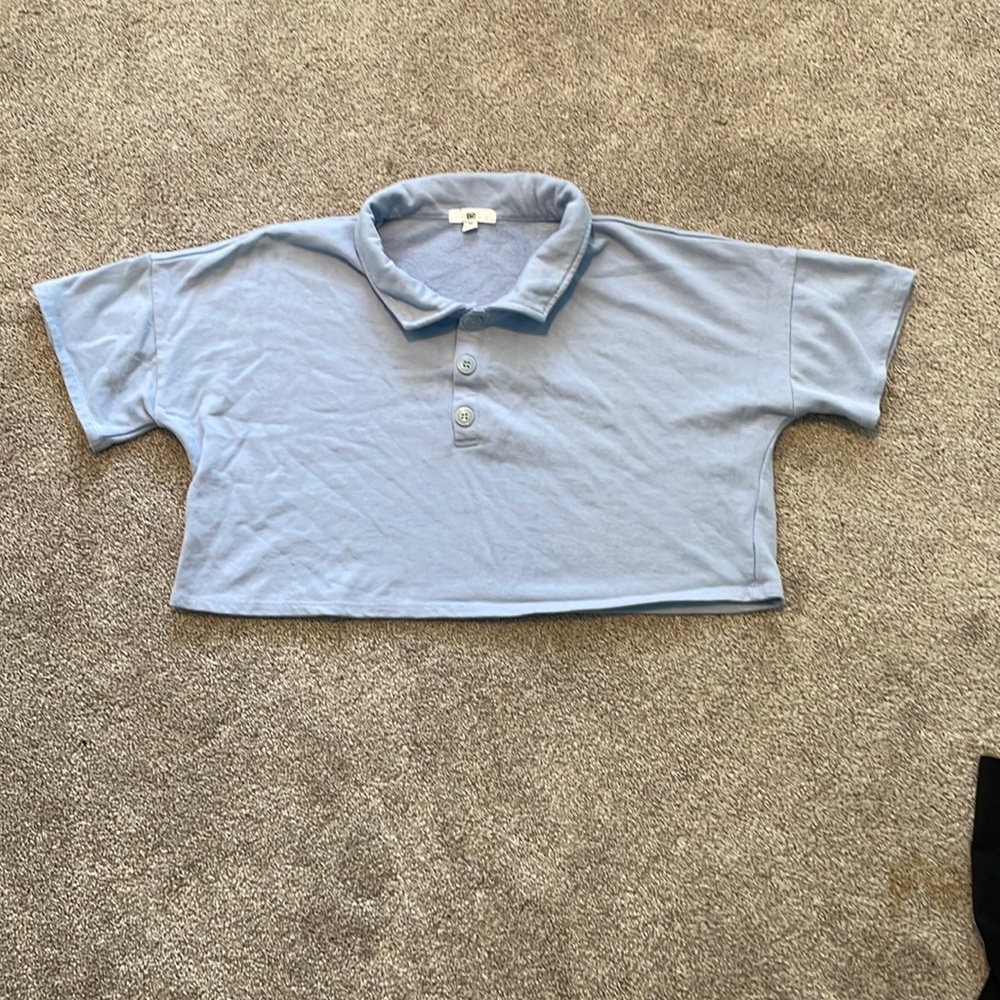 BP Medium Cropped Oversized Blue Polo Shirt